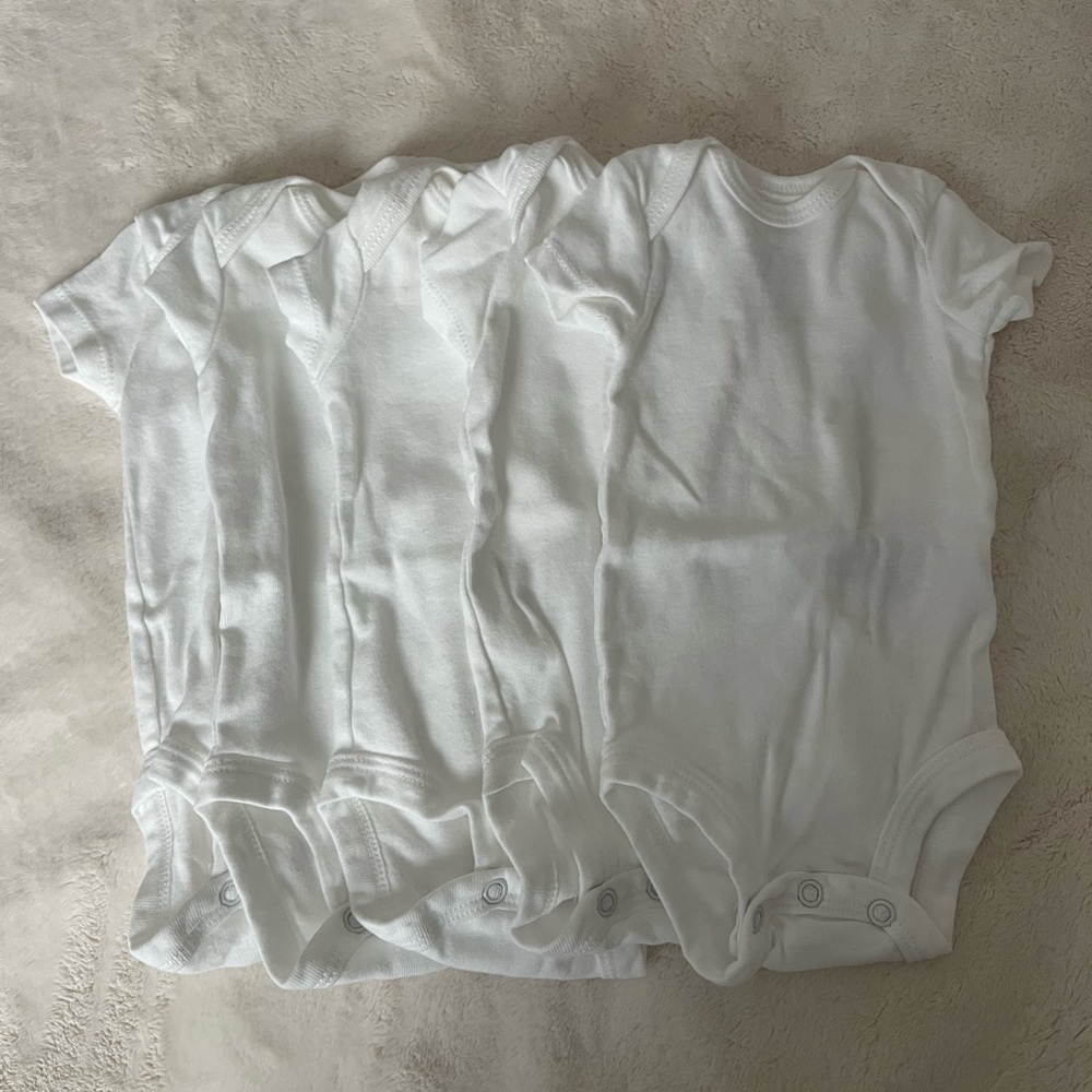 NWOT Carters Newborn White Short Sleeve Bodysuits